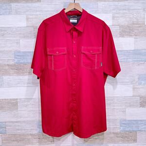 Columbia Utilizer Short Sleeve Shirt Red Omni Shade UPF40 Hiking Fishing Mens XL
